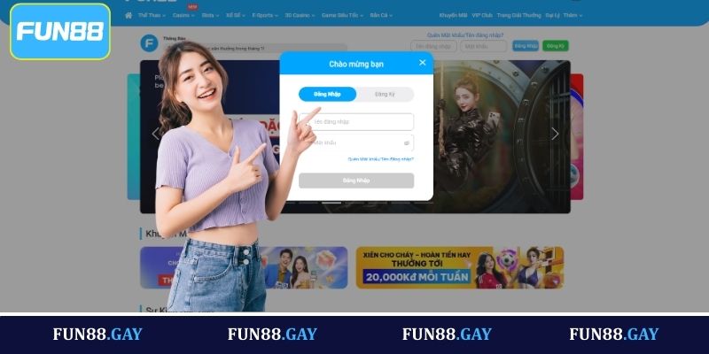 Các bước đăng nhập Fun88 trên nền tảng web