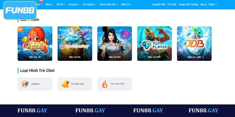 Điểm qua một vài nhà cung cấp uy tín tại bắn cá Fun88