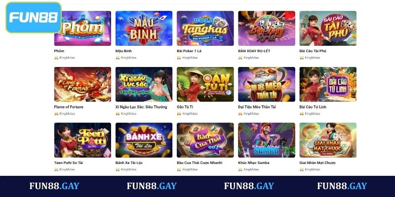 Những trò chơi đánh bài được yêu thích tại Fun88