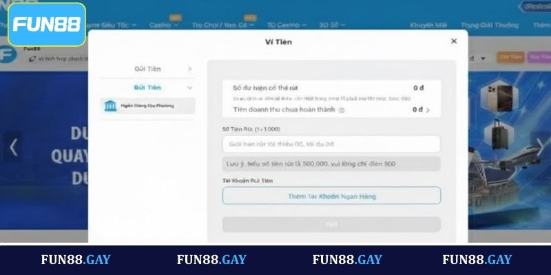 Quy trình rút tiền Fun88 về ngân hàng chuẩn xác 100%